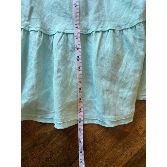 Charter Club Aqua Blue Knee Length Linen Pull On Skirt Tiered Small - Picture 6 of 6